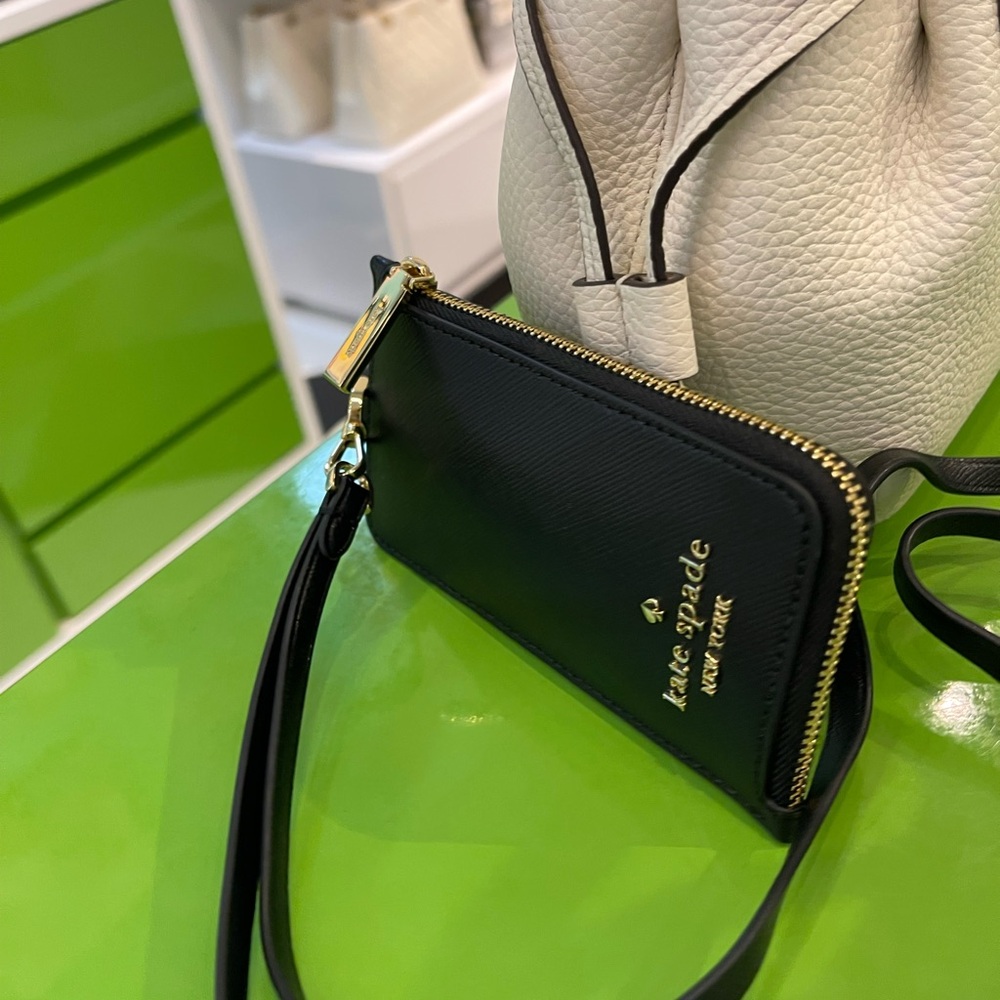 Kate Spade Card Case Lanyard Saffiano Leather Black NWT - Picture 7 of 16